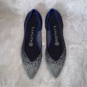 Rothy’s Point Slate Metallic Silver Flat Shoe 6.5